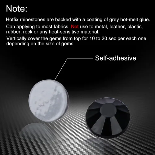 Vista 22 de Hot Fix - Diamantes de imitación de cristal con parte trasera plana, gemas de diamantes de 0.089 pulgadas (6ss 2880 piezas, Jet AB)