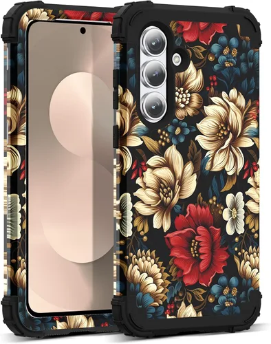 Vista 53 de Funda para Galaxy A14 5G Case, Patrón Floral 3 en 1 Protección Resistente de Servicio Pesado a Prueba de Golpes Parachoques de Goma de Silicona