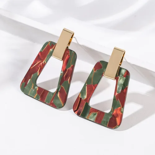 Vista 15 de Aretes geométricos acrílicos – Aretes colgantes ligeros de resina moteada para fiestas o vacaciones