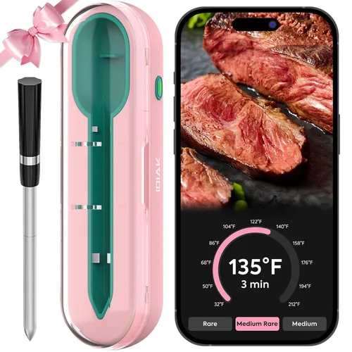 Vista 12 de Termómetro inalámbrico para carne a la parrilla y ahumar, CP10 nueva generación de 500 pies, termómetro de carne de 500 pies, sensor doble, alarma