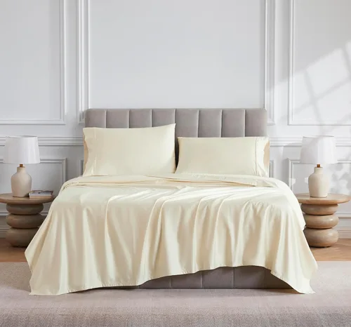 Vista 12 de Linen Closet Juego de sábanas de algodón egipcio de 1000 hilos, 4 piezas, tamaño matrimonial, blanco ártico