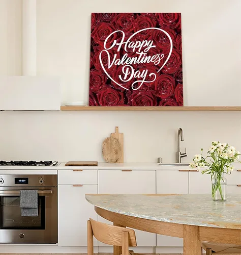 Vista 6 de Bathroom Canvas Wall Art Painting Decor, Happy Valentine's Day Romantic Rose Dream Shining Starlight Love Heart Canvas Prints Modern Artwork