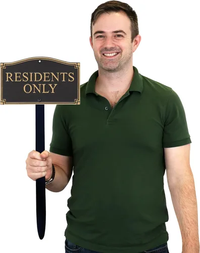 Vista 2 de SmartSign Placa de jardín con texto en inglés "Residents Only" – Letrero de aluminio duradero de 5.75 x 9.5 pulgadas para propiedad privada