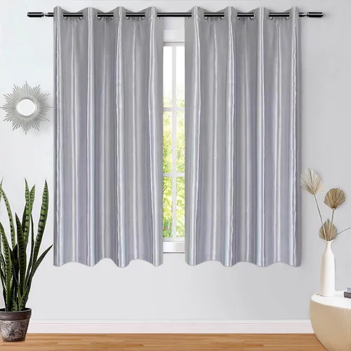 Vista 8 de Cortinas plateadas para dormitorio 2 paneles, gris con aislamiento térmico, cortinas y cortinas de oscurecimiento de la habitación de 84 pulgadas