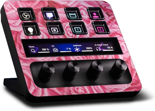Vista 5 de MightySkins - Piel de fibra de carbono compatible con Elgato Stream Deck + - Morado sólido Acabado de fibra de carbono texturizado protector