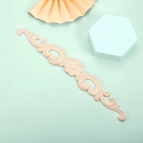 Vista 8 de MUXSAM Apliques de madera decorativos tallados, calcomanías largas de madera para decoración de muebles, tallas de roseta para puerta, gabinete