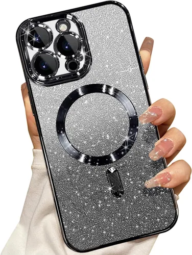 Vista 43 de Misscase Funda magnética compatible con iPhone 14 con purpurina y protector de lente de cámara, protección completa, compatible con MagSafe