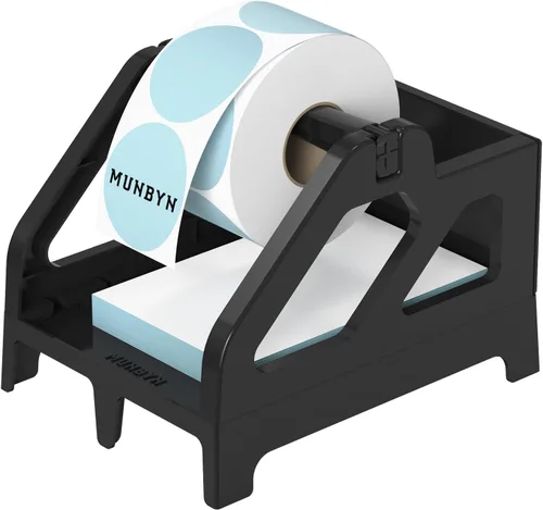 MUNBYN Soporte de etiquetas para rollos y etiquetas plegadas en abanico, soporte térmico para rollo de etiquetas adhesivas para escritorio,