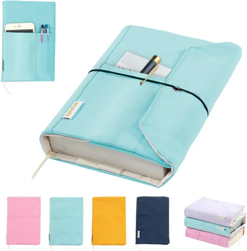 Vista 8 de Fundas de libro de lienzo, protector de libro lavable, funda de libro para novelas de tapa blanda, funda de libro ajustable para tapa dura