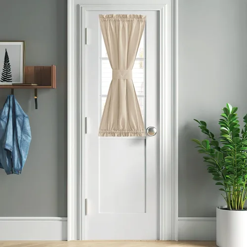 Vista 107 de NICETOWN Cortinas de lino con luz lateral, 12 pulgadas de ancho x 72 pulgadas de largo, panel de cortina para puerta delantera francesa, bolsillo