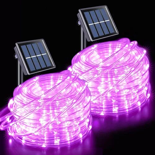 Vista 10 de JMEXSUSS - 100 luces LED solares de cuerda para exteriores, impermeables, 33 pies, luces solares para trampolín con clasificación IP65, 8 modos