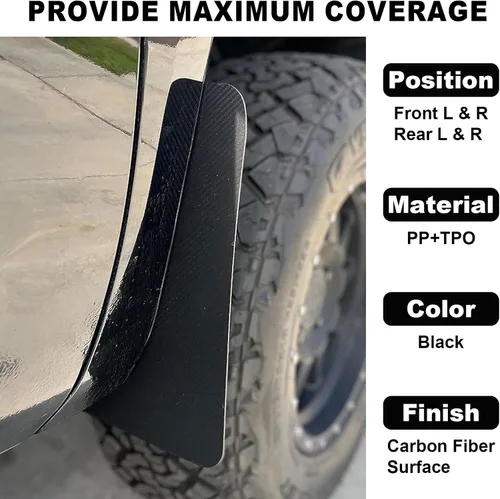 Vista 8 de Aletas universales para barro con efecto de fibra de carbono, protectores contra salpicaduras, guardabarros, guardabarros, guardabarros