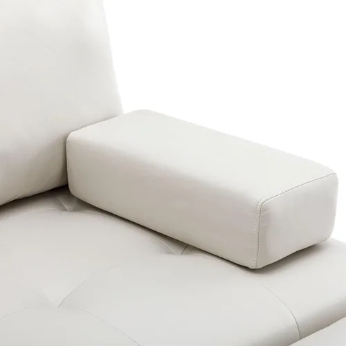 Vista 9 de Sofá modular en forma de L de 100.7 pulgadas con otomana extraíble, modernos sofás de 3 plazas con dos reposabrazos y patas de metal, cómoda tela