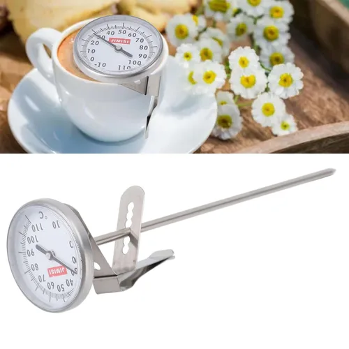 Vista 5 de Termómetro de leche para cocinar leche al vapor, termómetro de olla para yogur, suministros para hacer queso y café con clip expreso, termómetro