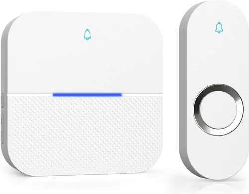 AIDA Timbre inalámbrico iluminado para el hogar, timbre de batería impermeable inalámbrico de 1,000 pies, 5 niveles de volumen con 58 campanadas y