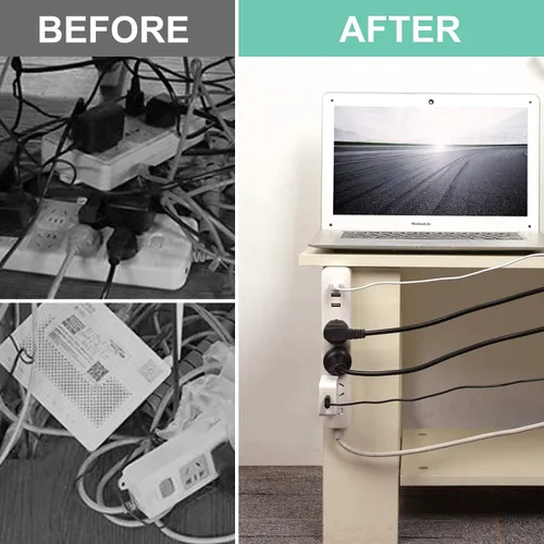 Vista 3 de SOULWIT Paquete de 5 soportes autoadhesivos, protector de sobretensiones, fijador de montaje en pared, sistema de gestión de cables sin