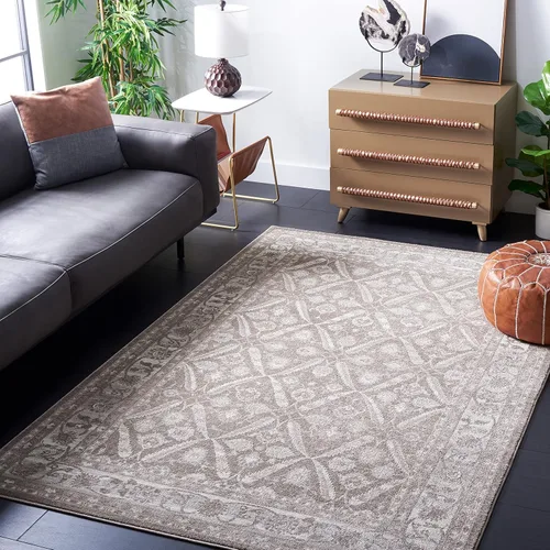 Vista 9 de SAFAVIEH colección Sofia 9 pies x 12 pies Gris Oscuro/Beige SOF378F - Alfombra oriental con efecto desgastado, boho tribal, resistente a manchas