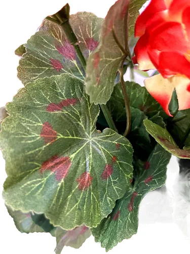 Vista 5 de Arbusto de geranio artificial, begonia, planta de seda falsa para macetas de exteriores, jardín, decoración del hogar (3, naranja)