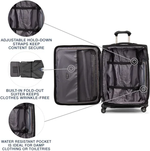 Vista 4 de Travelpro Crew Versapack - Maleta giratoria extensible Softside, Negro azabache), 407186501