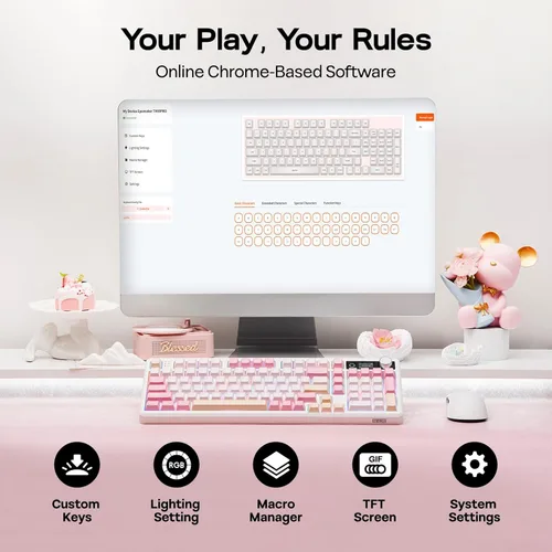 Vista 7 de EPOMAKER TH99 PRO Teclado mecánico 96% con pantalla y perilla, 10000mAh, 2.4 GHz/BT, intercambio en caliente, controlador personalizado