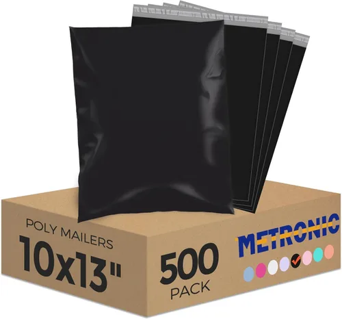 Metronic Sobres de polietileno de 10 x 13 pulgadas, 500 unidades, bolsas de envío fuertes y adhesivas para ropa, bolsas de polietileno impermeables