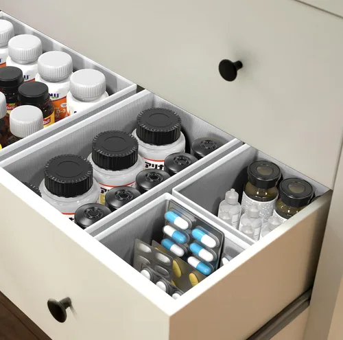 Vista 8 de Simple Houseware Organizador de cajones de ropa interior para calcetines, brasier, ropa interior, bragas, mameluco, plegable, juego de 4, gris