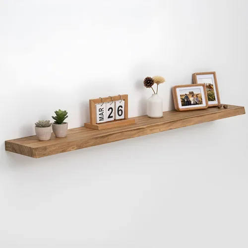 Vista 16 de Axeman 20 inch Solid Black Walnut Floating Shelves for Wall, 6.7" Deep Real Wood Shelves for Home Decor, Wall Mounted Heavy Duty Bracket Shelf