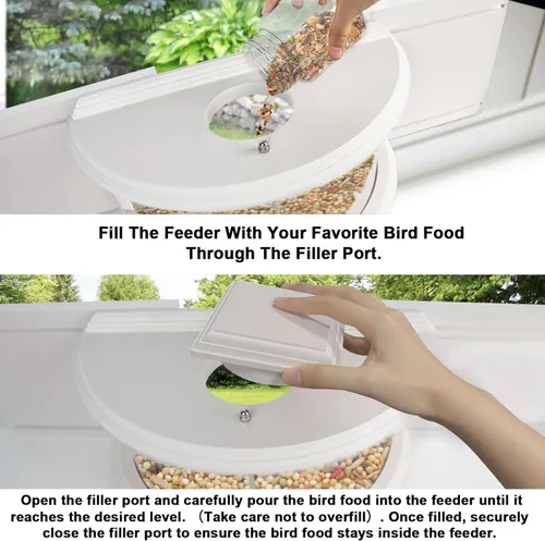 Vista 3 de Comederos para pájaros en ventana para ver – Comedero para pájaros de visión clara de 180°, duradero, elegante, se adapta a ventanas de 27 a 35