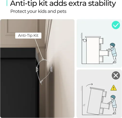 Vista 5 de LINSY HOME Cómoda de 5 cajones, cómoda negra para dormitorio, cómoda moderna con cajones anchos, cómoda de almacenamiento de madera para guardería