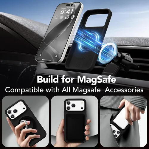 Vista 1242 de GONEZ Funda magnética para iPhone 14, compatible con Magsafe, con protector de pantalla + protector de cámara, forro de microfibra antiarañazos