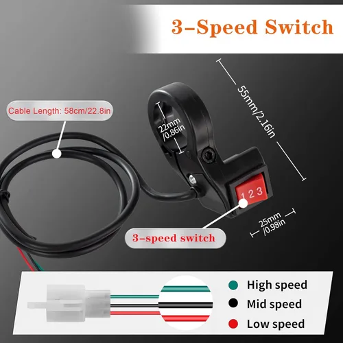 Vista 6 de Controlador de motor cepillado de 36 V, 1000 W, control de velocidad de motor cepillado, con interruptor de 3 velocidades para scooter bicicleta