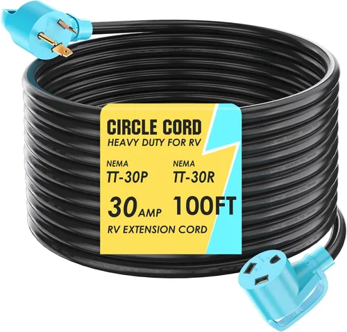 Vista 22 de CircleCord 30 Amp 15 pies de cable de alimentación para caravana con bloqueo giratorio, resistente calibre 10, 3 cables de cobre puro STW con mango