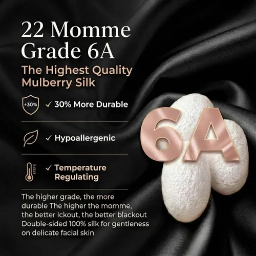 Vista 3 de MATASSE - Antifaz para dormir 100% seda de morera, grado 6A, 22 momme grado 6A, máscara de ojos contorneada 3D para dormir, copas de ojos de 0.55