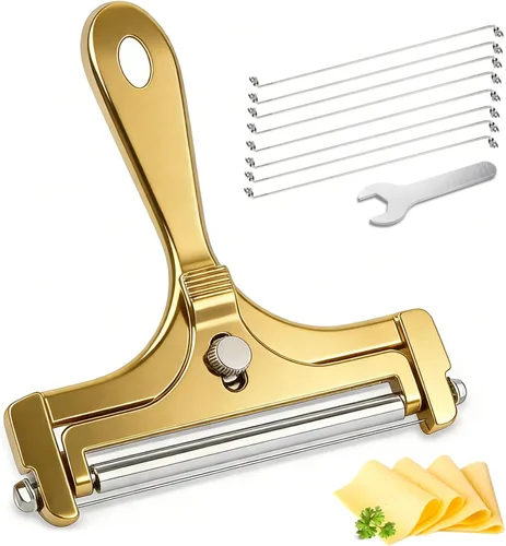 Vista 10 de Cortador de queso, cortador de queso de alambre de acero inoxidable, cortador de queso de grosor ajustable con 8 cables adicionales para quesos Negro