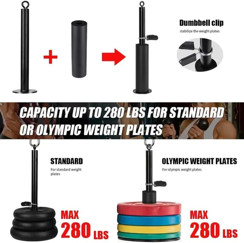 Vista 5 de Fitness LAT y sistema de polea de elevación para gimnasio en casa, sistema de polea de cable de doble peso, accesorios de máquina de cable