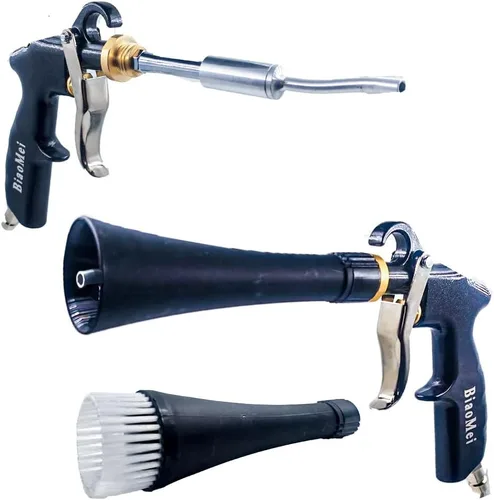 BIAOMEI Pistola de limpieza interior de coche de alta presión para detalles, limpieza de automóviles, pistola de lavado en seco con cepillo (nuevo