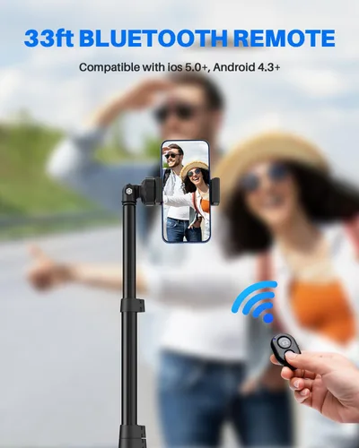 Vista 6 de Trípode de teléfono de 67", trípode extensible MIIASI para iPhone, selfie stick con control remoto y soporte para teléfono, compatible