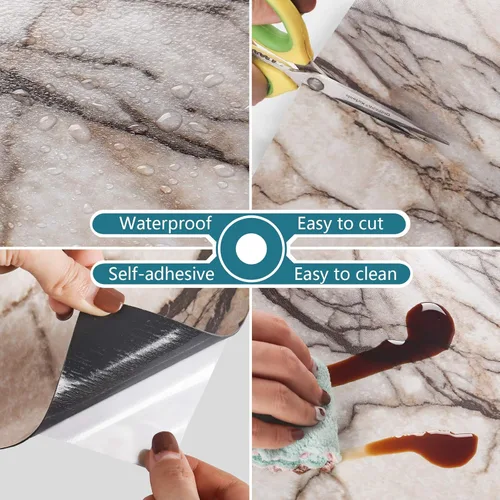 Vista 8 de VEELIKE Azulejos de vinilo autoadhesivos de vinilo con aspecto de mármol de lujo para cocina, dormitorio, inquilinos, paquete de 4 azulejos