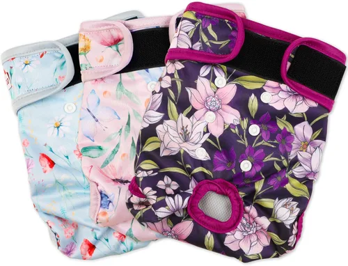 Vista 7 de Pañales lavables para perras (paquete de 3), pañales reutilizables para el período de celo de la perrita, pañales reutilizables para perras