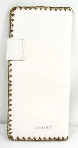 Vista 2 de Skelapparel Cartera plana grande de piel sintética bordada con diseño de colibrí y amapola, Blanco, Cartera