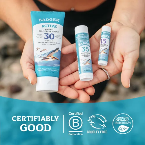 Vista 8 de Badger Protector solar mineral SPF 35, 97% orgánico sin perfume de óxido de zinc, protector solar de viaje, tamaño de viaje seguro para arrecifes