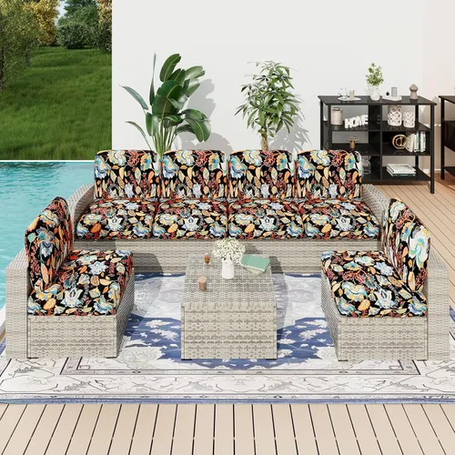 Vista 185 de hyha Fundas de cojín de sofá estampadas, fundas de sofá florales lavables para sofás con 2 cojines, fundas de cojín de patrón elástico para muebles