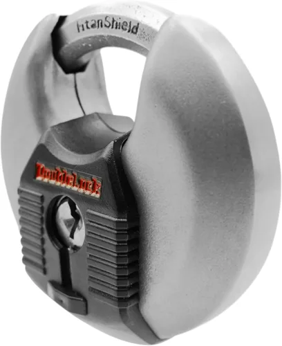 Vista 7 de DoubleLock Crab 2.0 - Candado de disco de acero inoxidable mejorado, acero endurecido, resistente a la intemperie, 5 llaves, seguridad resistente