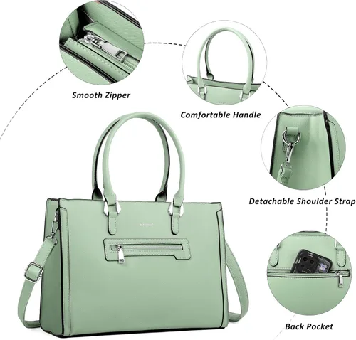 Vista 5 de TANTOMI Structured Satchel Purses for Women, Medium Vegan Leather Top Handle Handbag with Pockets, Classy Work Bag for Ladies