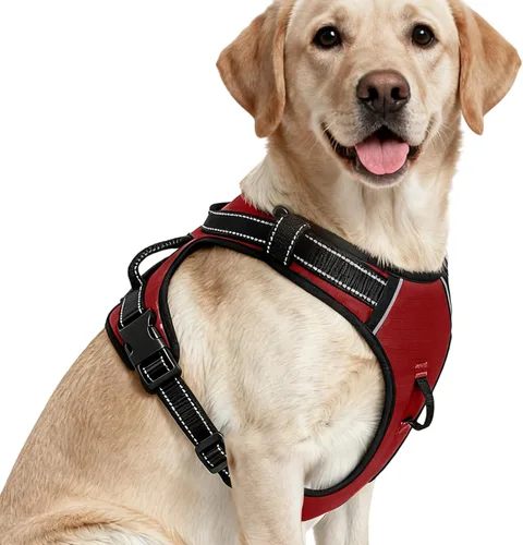 Vista 121 de Arnés para perro sin tirones, chaleco reflectante ajustable y acolchado para mascotas con asa de fácil control, fácil de llevar con nudo elegante