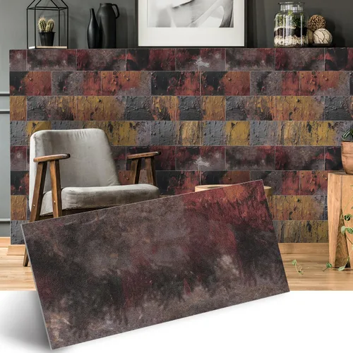 Vista 8 de Alwayspon 32 calcomanías de transferencia de azulejos de vinilo de espuma con efecto de metal óxido de 4 x 8 pulgadas, para despegar y pegar