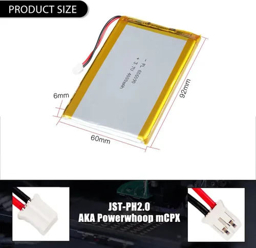 Vista 3 de AKZYTUE 3.7V 4000mAh 606090 Batería Lipo Recargable de Polímero de Iones de Litio con Conector PH2.0mm JST