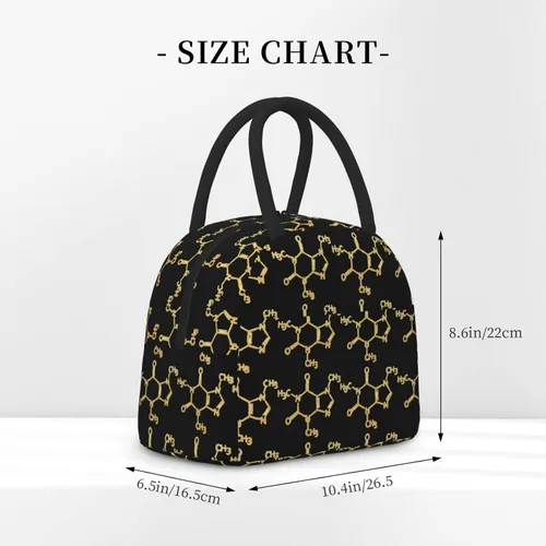Vista 2 de Reusable Insulated Cooler Lunch Container Funny-Caffeine-Molecule-Chemistry Large Capacity Lunch Box Thermal Lunch Tote Bag