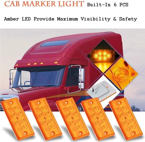 Vista 2 de NPAUTO Freightliner - 5 luces LED de cabina de 6 luces LED ámbar para techo compatibles con Freightliner Century Columbia, Volvo, camión, remolque