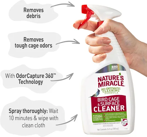 Vista 5 de Nature's Miracle Limpiador de superficies y jaula para pájaros